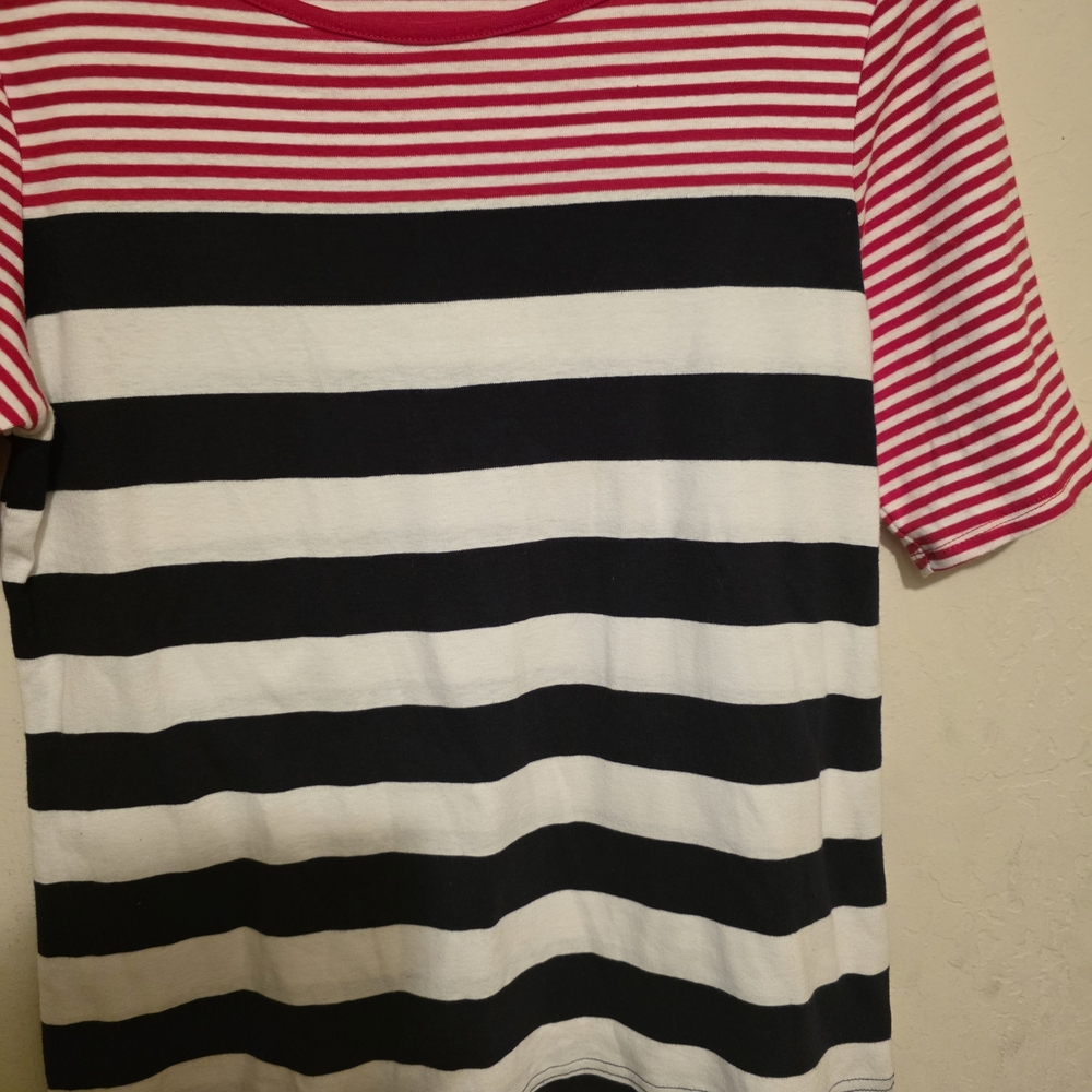 NWOT Croft & Barrow Red White And Blue Striped Short Sleeve Top Size Medium - Picture 5 of 7